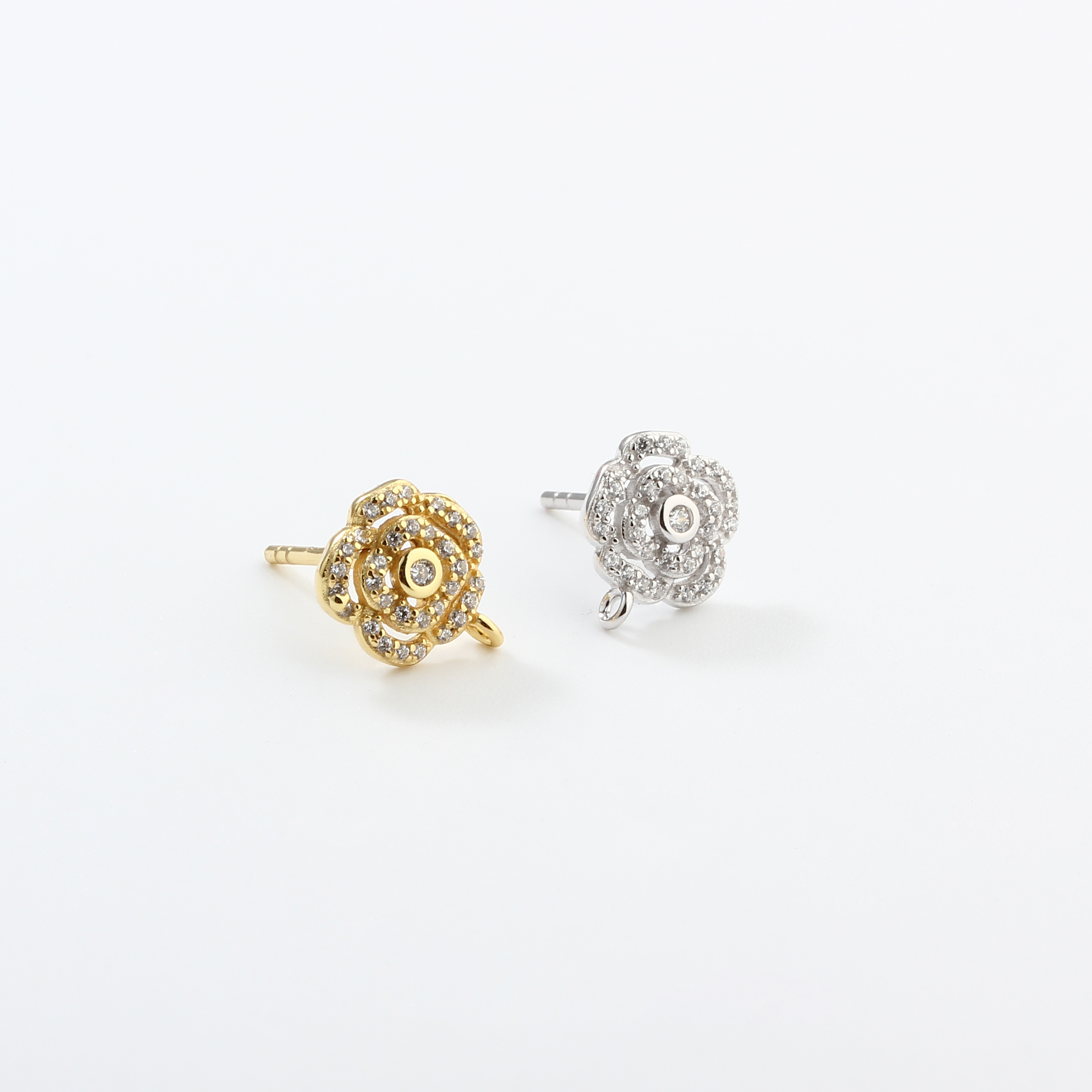 925 Sterling Silver Rose Earrings Stud Findings