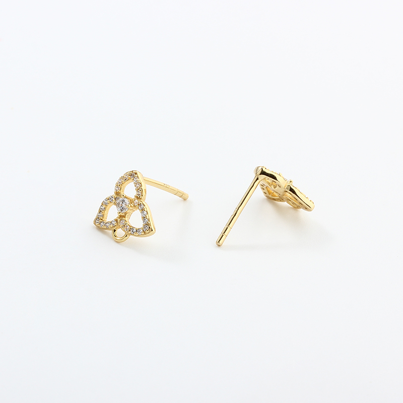 925 Sterling Silver CZ Flower Earrings Studs Finding