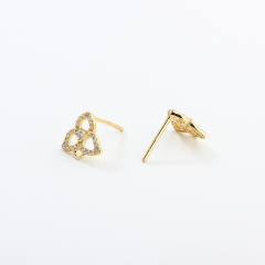 925 Sterling Silver CZ Flower Earrings Studs Finding