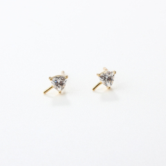 925 Sterling Silver Triangle CZ Earstuds Findings