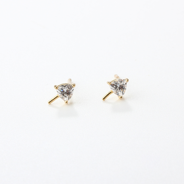 925 Sterling Silver Triangle CZ Earstuds Findings