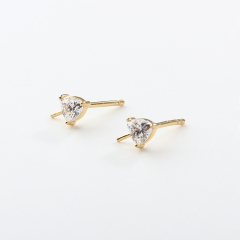 925 Sterling Silver Triangle CZ Earstuds Findings