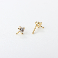 925 Sterling Silver Triangle CZ Earstuds Findings