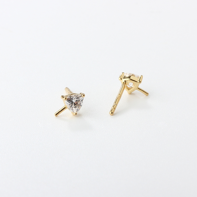 925 Sterling Silver Triangle CZ Earstuds Findings