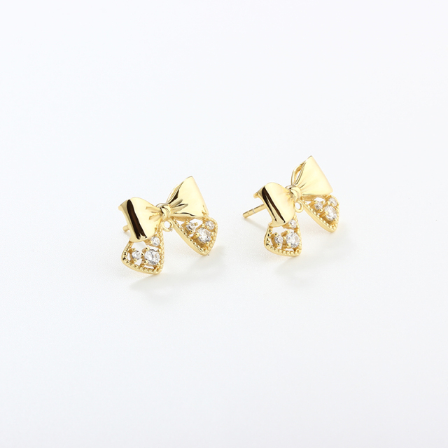 925 Sterling Silver Bow Earrings Stud Findings