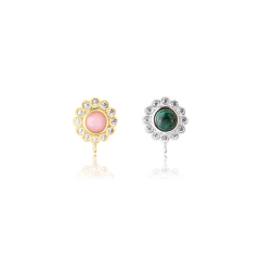 925 Sterling Silver 4mm Round Gemstone Flower CZ Earrings Stud Findings