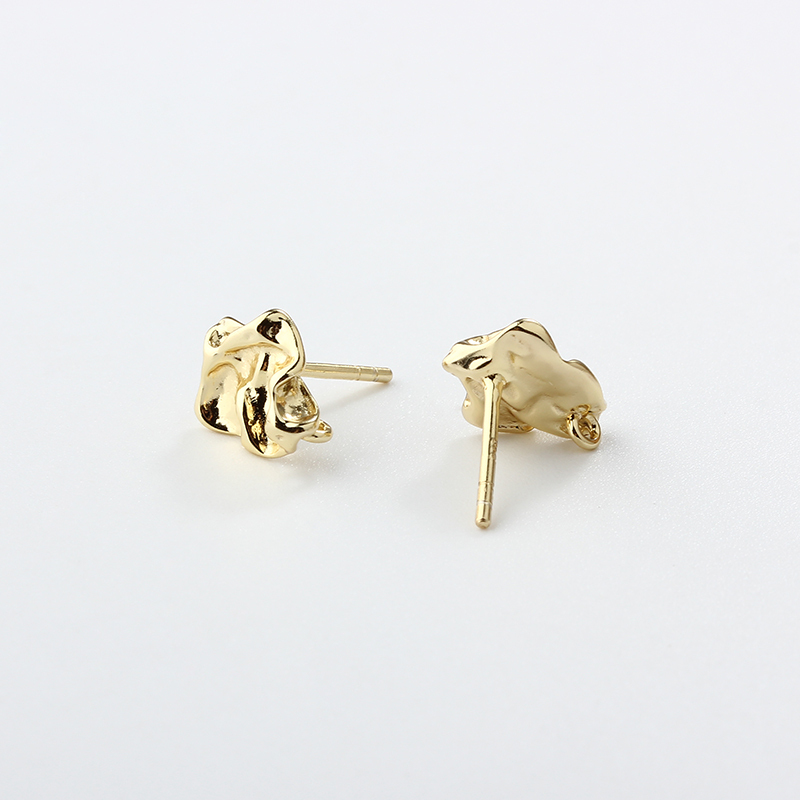 925 Sterling Silver Irregular Wrinkle Earring Stud Findings