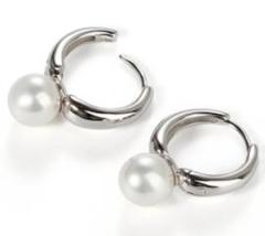 925 Sterling Silver Hoop Earring Findings,for 8mm pearl