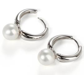 925 Sterling Silver Hoop Earring Findings,for 8mm pearl