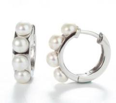 925 Sterling Silver 15mm Hoop Earring Findings,for 5mm pearl