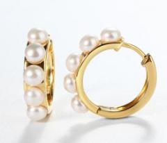 925 Sterling Silver 18mm Hoop Earring Findings,for 5mm pearl