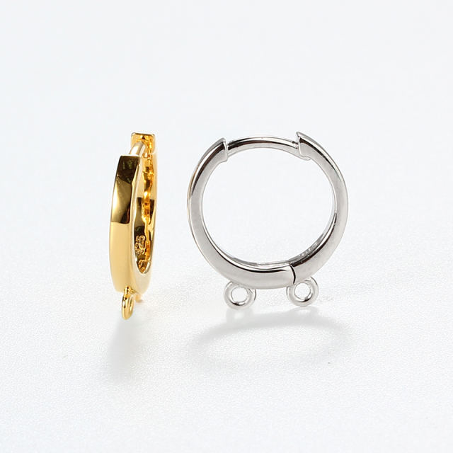 925 Sterling Silver Huggie Hoop Earring Findings with 2 loops