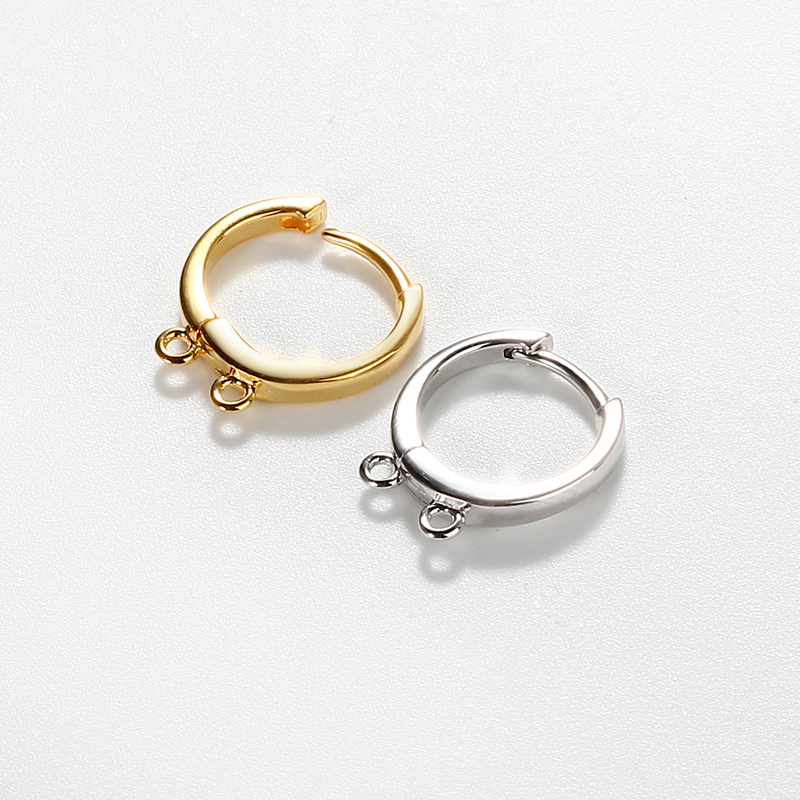 925 Sterling Silver Huggie Hoop Earring Findings with 2 loops