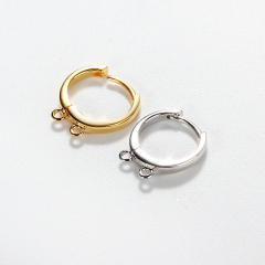925 Sterling Silver Huggie Hoop Earring Findings with 2 loops