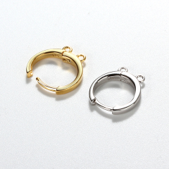 925 Sterling Silver Huggie Hoop Earring Findings with 2 loops