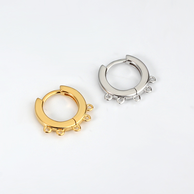 925 Sterling Silver Huggie Hoop Earring Findings with 5 loops