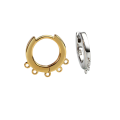 925 Sterling Silver Huggie Hoop Earring Findings with 5 loops