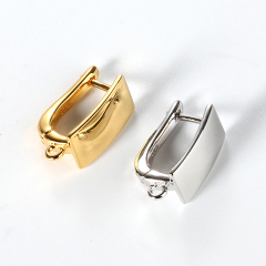 925 Sterling Silver Rectangular Huggie Earring Findings with Loop
