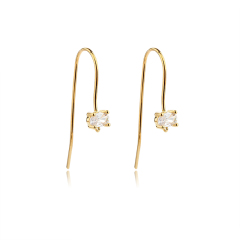 925 Sterling Silver CZ Hook Earrings Findings
