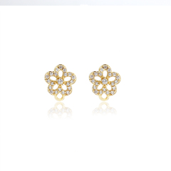925 Sterling Silver Flower Earrings Studs Findings