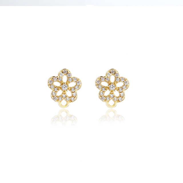 925 Sterling Silver Flower Earrings Studs Findings