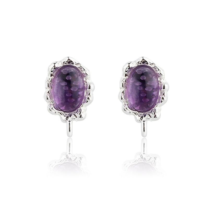 925 Sterling Silver 4*6mm Natural Gemstone Earstud Findings
