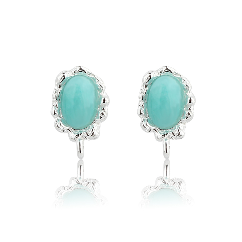 925 Sterling Silver 4*6mm Natural Gemstone Earstud Findings