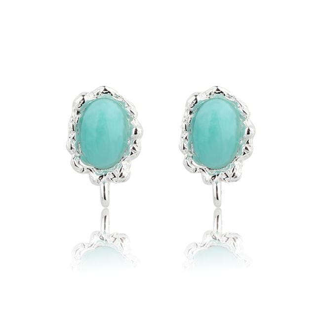 925 Sterling Silver 4*6mm Natural Gemstone Earstud Findings