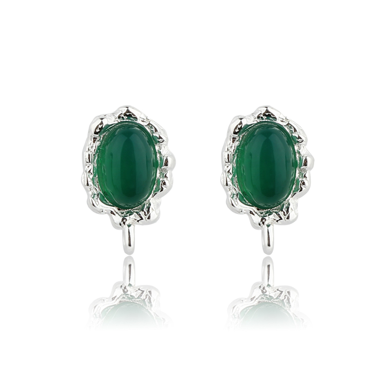 925 Sterling Silver 4*6mm Natural Gemstone Earstud Findings