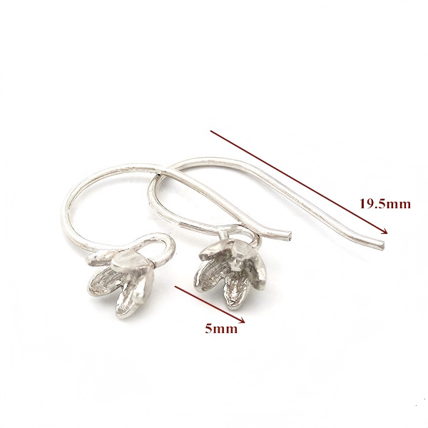 925 Sterling Silver Flower Hook Earring Findings
