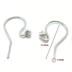 925 Sterling Silver Hook Earring Findings with Bead