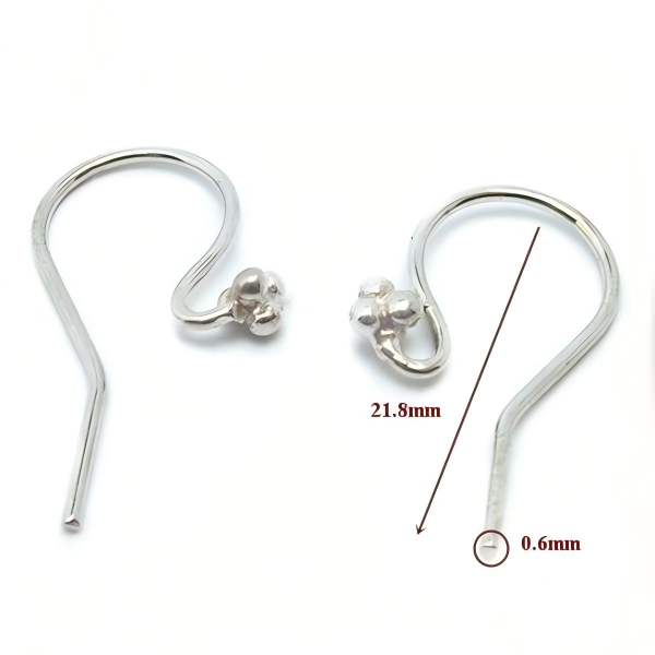 925 Sterling Silver Hook Earring Findings with Bead