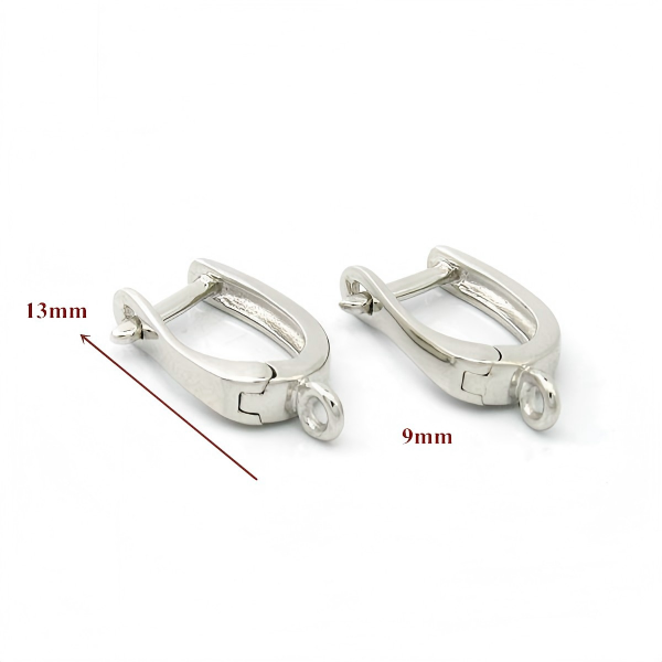 925 Sterling Silver Curved Huggie Earring Findings with Loop