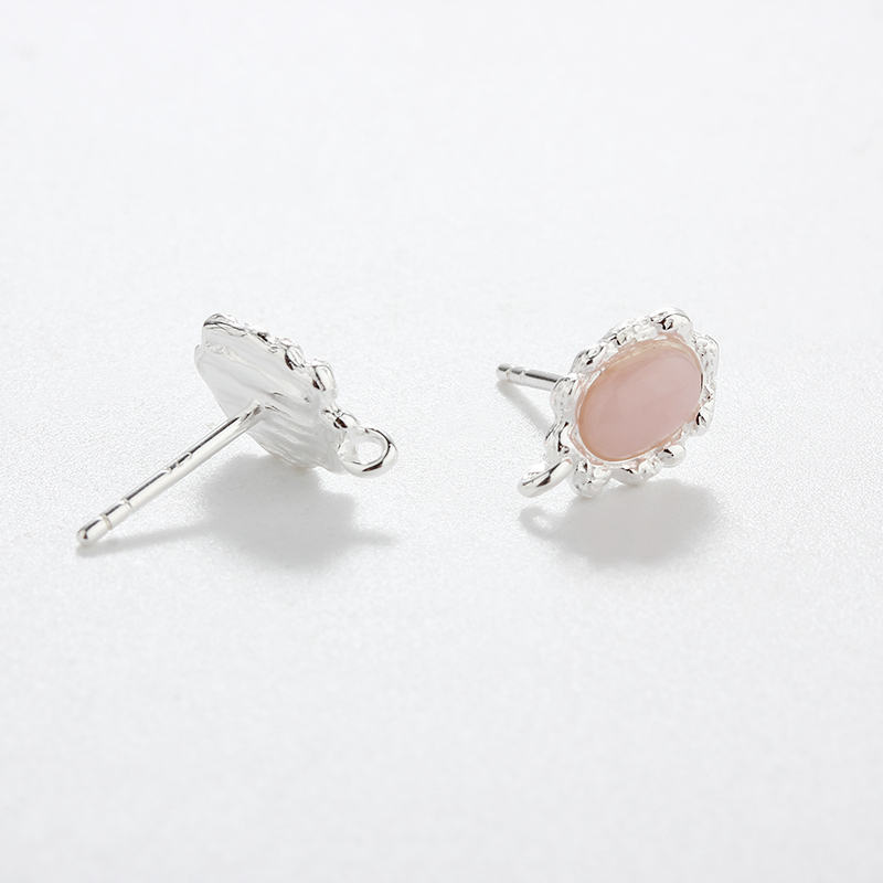 925 Sterling Silver 4*6mm Natural Gemstone Earstud Findings