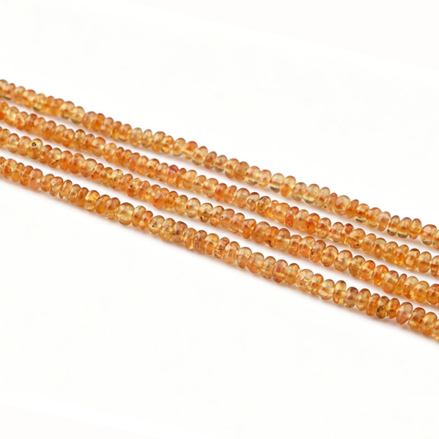 Orange Garnet Rondelle Beads Strand
