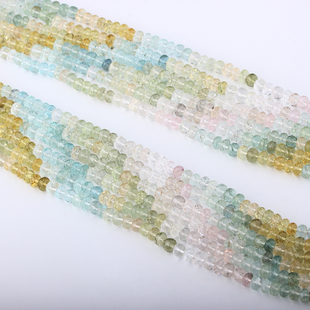 Colorful Aquamarine Rondelle Beads Strand