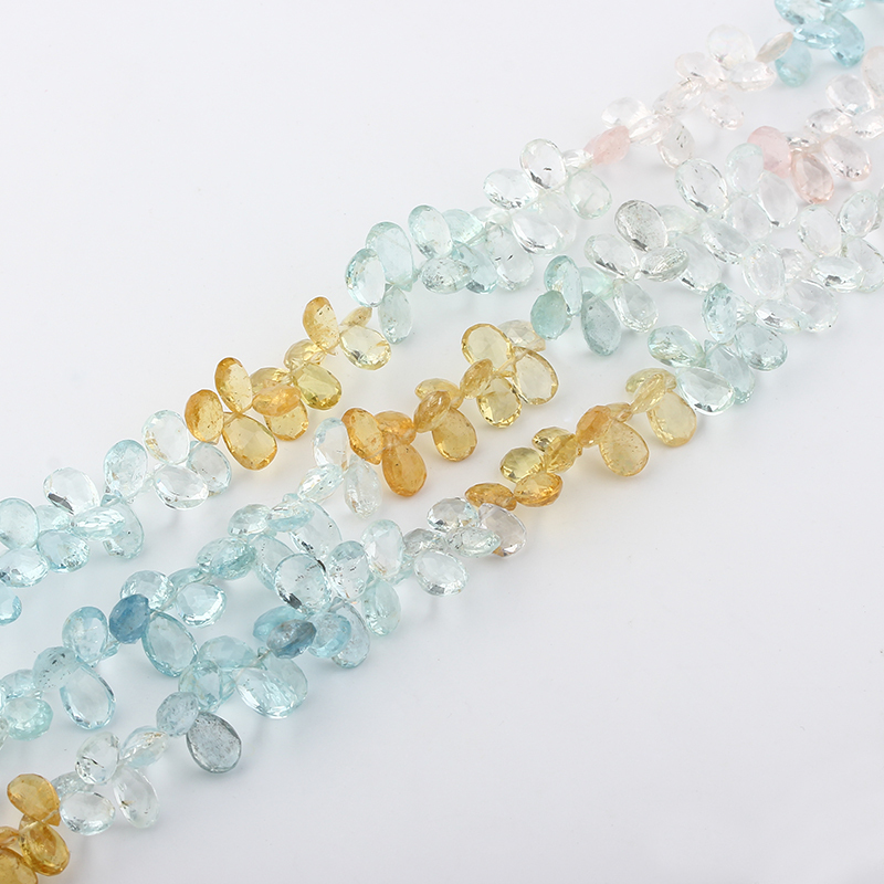 colorful Aquamarine Pear Shape Beads Strand