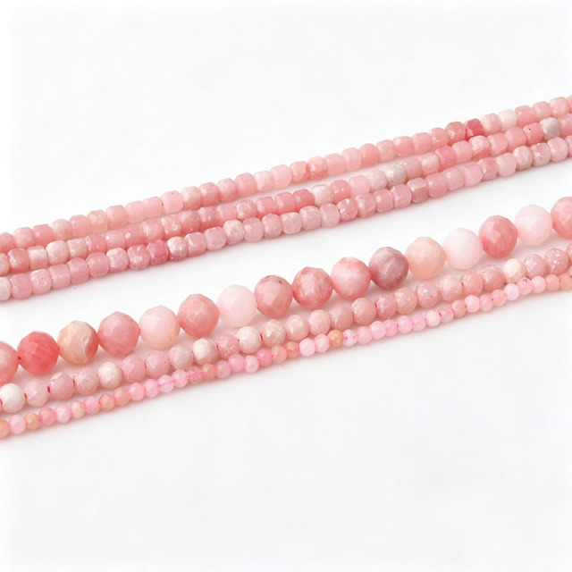 Round Pink Opal Beads Strand