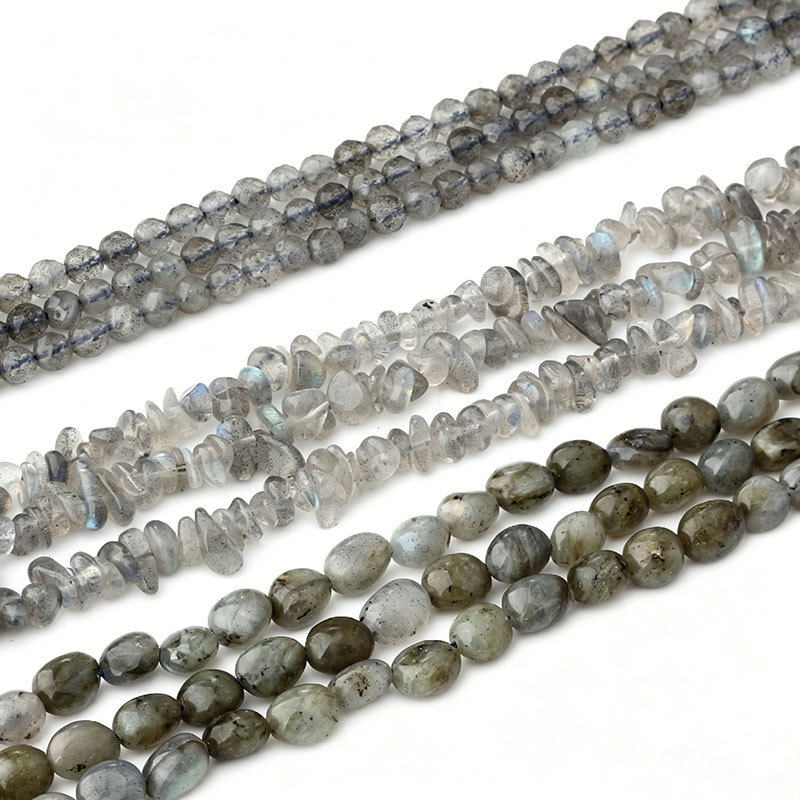 Grey Labradorite Irregular Beads Strand