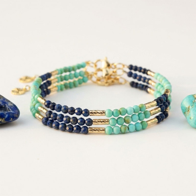 Turquoise & Lapis Lazuli Beaded Bracelet