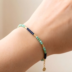 Turquoise & Lapis Lazuli Beaded Bracelet