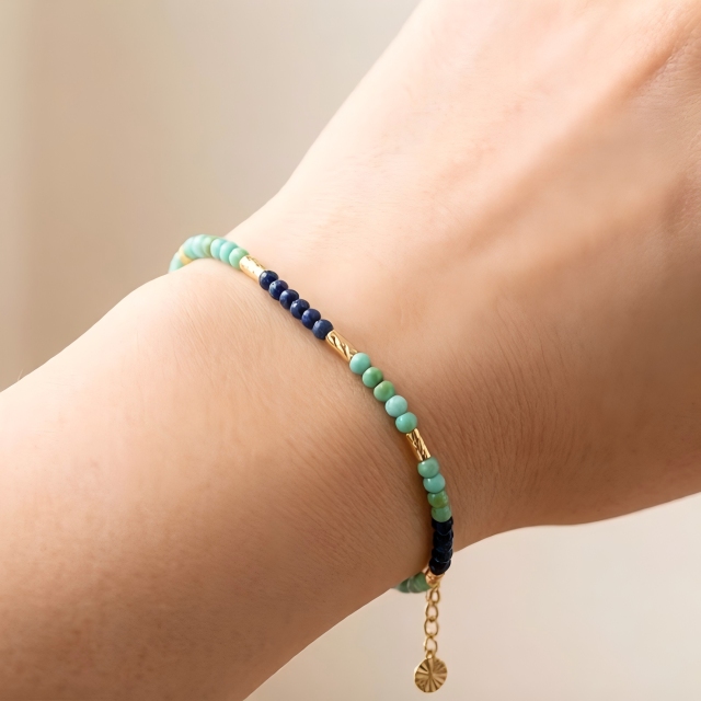Turquoise & Lapis Lazuli Beaded Bracelet