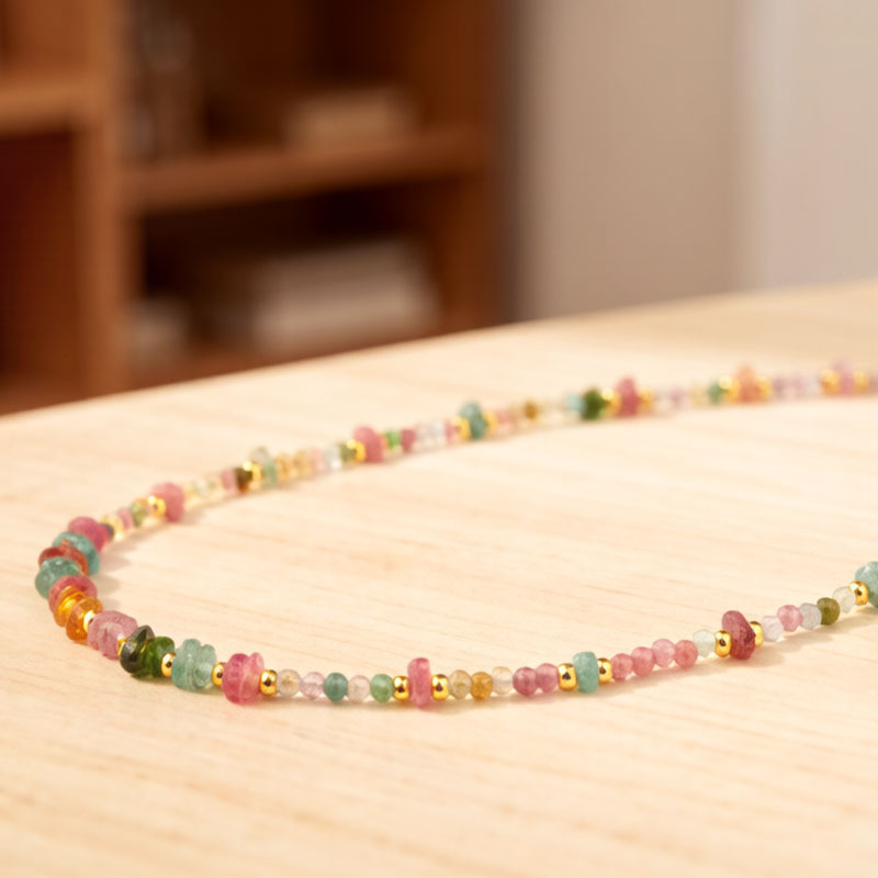 Multi-Color Tourmaline Beaded Necklace