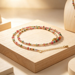 Multi-Color Tourmaline Beaded Necklace
