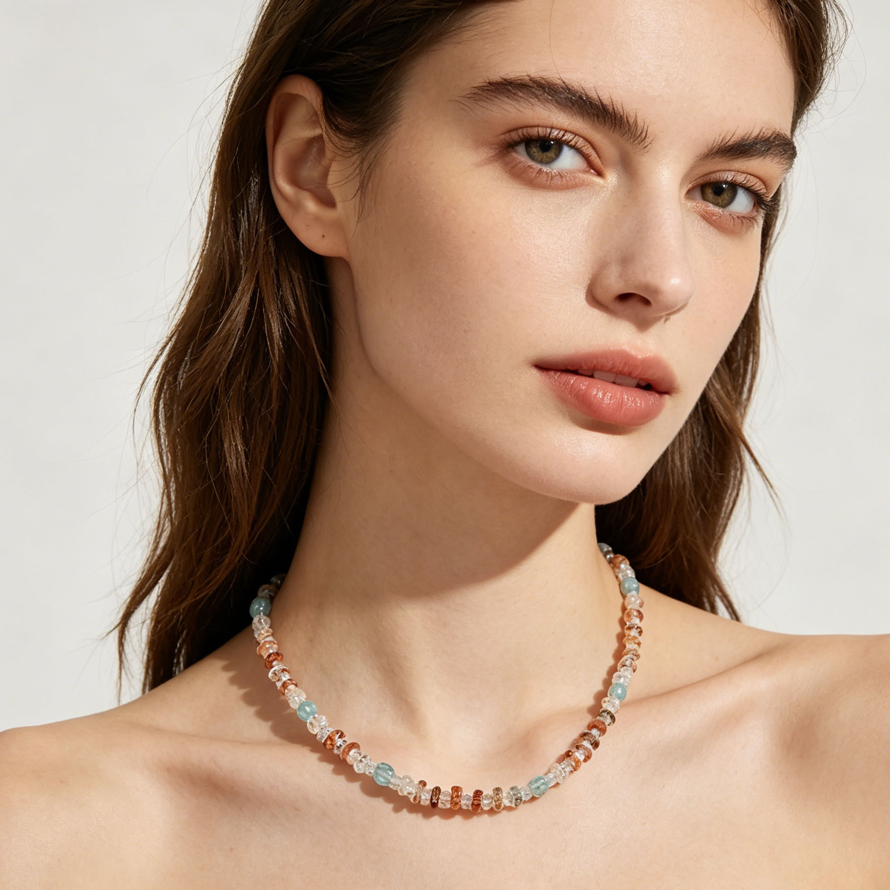 Natural Super Seven & Blue Topaz Beaded Necklace