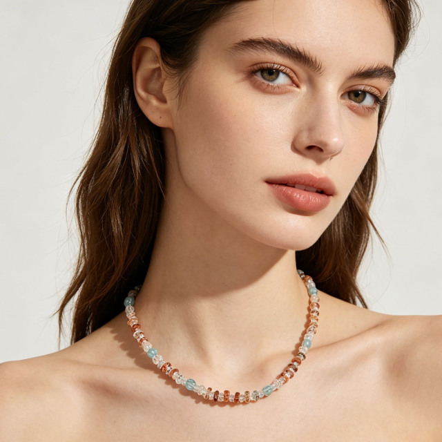 Natural Super Seven & Blue Topaz Beaded Necklace