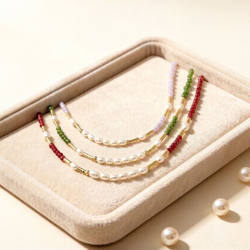 Dyed Color Quartzite & Freshwater Pearl Beaded Necklace