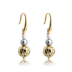 925 sterling silver freshwater pearl with texture bead hook earrings