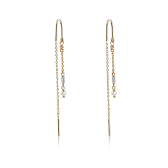 925 Sterling Silver Square CZ Pearl Earrings Wire