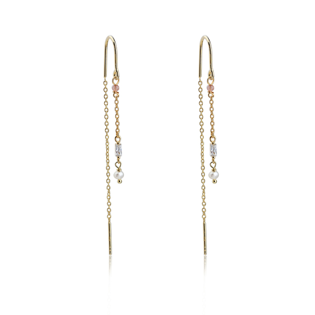 925 Sterling Silver Square CZ Pearl Earrings Wire